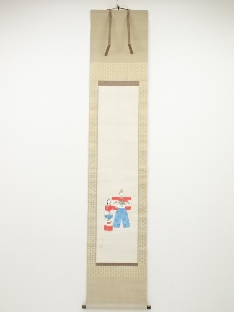 JAPANESE HANGING SCROLL / HAND PAINTED / HINA DOLL